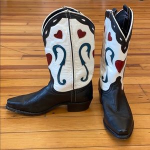 ACME Vtg PeeWee Shorty heart Inlay Cowboy boots 7